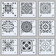 матрицы для росписи мандал unime - 6x6 дюймов, многоразовые маникюрные наклейки для росписи на ткани, полу, мебели, дереве, керамической плитке и предметах интерьера - набор из 9 штук логотип