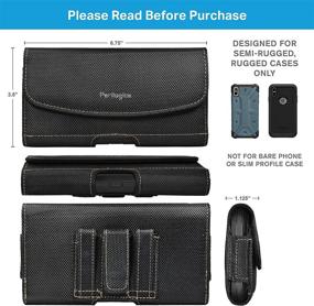 img 3 attached to 📱 Nylon Belt Holster for iPhone 13, 13 Pro Max, 12, 12 Pro Max, 11, 11 Pro Max, Xs Max with Rugged Case | Phone Pouch with Chestnut Stitching, Magnetic Cover, Belt Loops, ID Slot – Fits Rugged Case