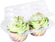 🧁 katgely 2 compartment cupcake container - deep cupcake carrier holder box - bpa-free - clear plastic stackable (pack of 50) логотип