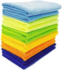 img 3 attached to Mr.Towels Pack of 12 Large Microfiber Cleaning Cloth, 16x16 Inches, 6 Vibrant Colors - All-Purpose Cleaning Towels