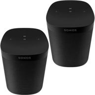 sonos one sl - two room set: the exceptional microphone-free speaker for music and more - black logo