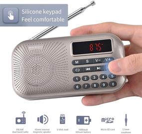 img 3 attached to 🔊 GESON RM-155Pro: Портативная мини-колонка с FM/AM радио, MP3 плеером, LED дисплеем, передачей данных через USB и аккумулятором (золотая)