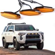 🚗 aukee grill amber led light insert for toyota 4runner trd pro, sr5, trd off-road, limited 2014-2019 - enhance your vehicle's style and safety with these 3pcs lamps! logo