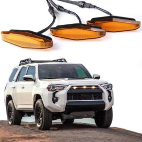 img 4 attached to 🚗 Aukee Grill Amber LED Light Insert for Toyota 4Runner TRD Pro, SR5, TRD off-road, Limited 2014-2019 - Enhance your Vehicle's Style and Safety with these 3pcs Lamps!