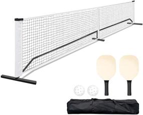 img 4 attached to ORIENTOOLS 22 FT Portable Pickleball Net Set System with Carrying Bag, 🏓 (2) Paddles, and (2) Pickleballs, Durable Sports Net for Indoor/Outdoor Court, Backyard, Beach, Driveway