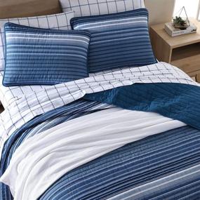 img 3 attached to 🛏️ Nautica Home Coveside Collection Quilt Set - 100% Cotton, Reversible, All Season Bedding, Queen, Blue - Pre-Washed for Added Softness!