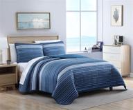 🛏️ nautica home coveside collection quilt set - 100% cotton, reversible, all season bedding, queen, blue - pre-washed for added softness! logo