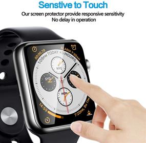 img 2 attached to 📱 2 Pack MIUOLV Tempered Glass Screen Protector for Apple Watch 44mm - Full Coverage, Bubble-Free, Scratch-resistant, Anti-Fingerprint - Series 6/SE/5/4 Compatible