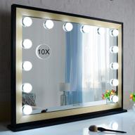 💄 wonstart large vanity mirror with lights, hollywood black gold frame makeup mirror- bedroom mirror with 14 dimmable led bulbs, 10x magnification - 32.7'' x 24.5'' - 3 light colors and adjustable brightness logo