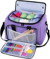 🧶 organize your knitting gear with teamoy's purple knitting bag: detachable divider, yarn storage, crochet hooks, and more! logo
