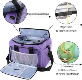 img 3 attached to 🧶 Organize Your Knitting Gear with Teamoy's Purple Knitting Bag: Detachable Divider, Yarn Storage, Crochet Hooks, and More!