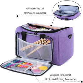 img 2 attached to 🧶 Organize Your Knitting Gear with Teamoy's Purple Knitting Bag: Detachable Divider, Yarn Storage, Crochet Hooks, and More!