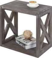 🪑 charming vintage grey rustic wood rectangular end table - mygift exquisite furniture logo