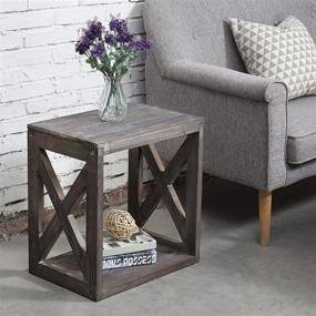 img 3 attached to 🪑 Charming Vintage Grey Rustic Wood Rectangular End Table - MyGift Exquisite Furniture