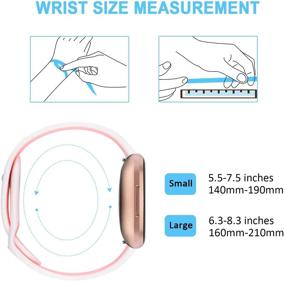 img 3 attached to [Pack 3] Soft Breathable Silicone Bands for Fitbit Versa 2 / Fitbit Versa/Versa Lite/Versa SE, Replacement Wristbands for Women Men (Small, White/Pink+Grey/Teal+Purple/Black)