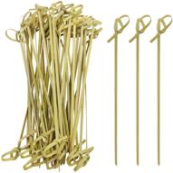 🍢 100 pcs 6 inch bamboo skewers with looped knot - blue top bamboo cocktail picks, food picks for appetizers, cocktail drinks, barbecue snacks, club sandwiches - party toothpicks logo