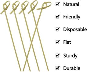 img 1 attached to 🍢 100 PCS 6 Inch Bamboo Skewers with Looped Knot - BLUE TOP Bamboo Cocktail Picks, Food Picks for Appetizers, Cocktail Drinks, Barbecue Snacks, Club Sandwiches - Party Toothpicks