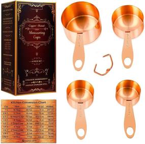 img 4 attached to 🌹 Copper Gemz: Deluxe Set of 4 Measuring Cups in Stylish Rose Gold - Premium Design with Cooking Conversions Chart Magnet, Perfect Gift Packaging - Extra Sturdy Copper-Plated Stainless Steel, Satin & Mirror Polish