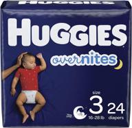 💤 huggies overnites nighttime baby diapers - size 3, 24 count: superior overnight absorbency for peaceful sleep logo