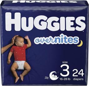 img 4 attached to 💤 Huggies Overnites Nighttime Baby Diapers - Size 3, 24 Count: Superior Overnight Absorbency for Peaceful Sleep