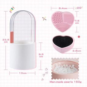 img 3 attached to 💄 TAOKKOZU Makeup Brush Holder with Clear Lid, Brush Cleaner Sponge, and Waterproof Storage for Vanity or Dresser Countertop - Organize & Protect Your Dust-Proof Cosmetic Brushes