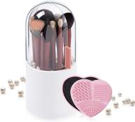 💄 taokkozu makeup brush holder with clear lid, brush cleaner sponge, and waterproof storage for vanity or dresser countertop - organize & protect your dust-proof cosmetic brushes logo