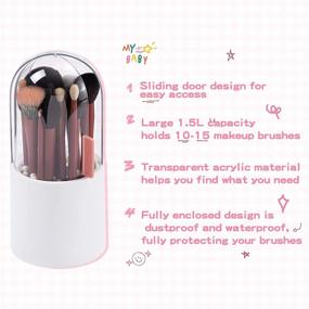 img 2 attached to 💄 TAOKKOZU Makeup Brush Holder with Clear Lid, Brush Cleaner Sponge, and Waterproof Storage for Vanity or Dresser Countertop - Organize & Protect Your Dust-Proof Cosmetic Brushes