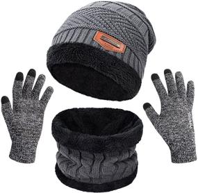 img 4 attached to 🧢 Maylisacc Men's Hat Scarf Glove Set with Slouchy Beanies - Ideal Accessories in Gloves & Mittens for a Coordinated Look