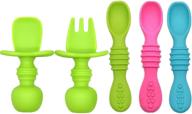 silicone baby spoons: 5 pack first stage baby led weaning supplies | self feeding and bpa free | perfect baby gift! logo