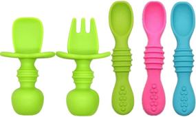 img 4 attached to Silicone Baby Spoons: 5 Pack First Stage Baby Led Weaning Supplies | Self Feeding and BPA Free | Perfect Baby Gift!