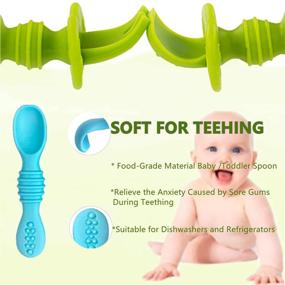 img 2 attached to Silicone Baby Spoons: 5 Pack First Stage Baby Led Weaning Supplies | Self Feeding and BPA Free | Perfect Baby Gift!