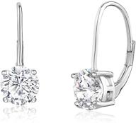 🦄 unicornj sterling silver 925 cz solitaire leverback earrings with basket setting - 7mm size - made in italy logo