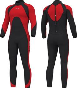 img 4 attached to 🌊 Hevto Wetsuits Men 3mm Neoprene Full Suits: Stay Warm in Cold Water for Diving, Surfing, Swimming, and Water Sports