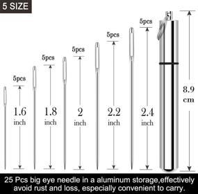 img 3 attached to 🧵 KYUEWRT 25 Large Eye Embroidery Needles-5 Sizes with Big Eye for Hand Sewing- Includes Aluminum Storage Tube