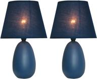 💙 stylish blue ceramic table lamp set - simple designs lt2009-blu-2pk mini egg oval, 2-piece pack logo
