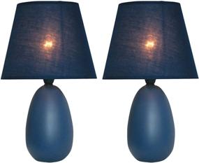 img 4 attached to 💙 Stylish Blue Ceramic Table Lamp Set - Simple Designs LT2009-BLU-2PK Mini Egg Oval, 2-Piece Pack