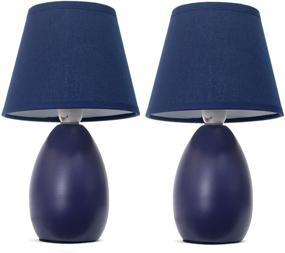 img 2 attached to 💙 Stylish Blue Ceramic Table Lamp Set - Simple Designs LT2009-BLU-2PK Mini Egg Oval, 2-Piece Pack