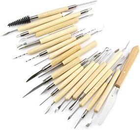 img 2 attached to 🔧 WOWENWO 31 Pieces Carving Tool Set: Complete Pottery Sculpting and Clay Indentation Kit with Metal Ball Tools and Roll Up Pouch Case