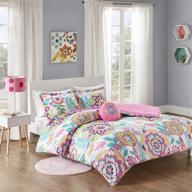 🌸 camille pink 4 piece mi zone comforter set - vibrant flowers design, all season teen bedding with matching sham and decorative pillow, ideal girls bedroom décor - full/queen logo