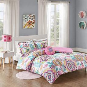 img 4 attached to 🌸 Camille Pink 4 Piece Mi Zone Comforter Set - Vibrant Flowers Design, All Season Teen Bedding with Matching Sham and Decorative Pillow, Ideal Girls Bedroom Décor - Full/Queen