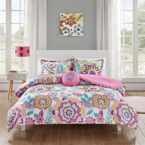 img 3 attached to 🌸 Camille Pink 4 Piece Mi Zone Comforter Set - Vibrant Flowers Design, All Season Teen Bedding with Matching Sham and Decorative Pillow, Ideal Girls Bedroom Décor - Full/Queen