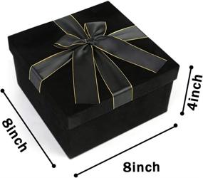 img 3 attached to 🎁 JOHOUSE Роскошная бархатная квадратная подарочная коробка с крышкой - квадратная подарочная коробка 8 дюймов для Рождества, Хэллоуина и свадеб.