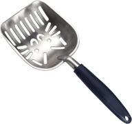 🐱 premium silver cat litter scoop: durable aluminum alloy construction, deep shovel and long handle for easy litter box cleaning logo