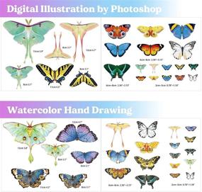 img 3 attached to 🦋 LET'S RESIN Realistic Paper Butterfly Moth: 46 Pcs Double-Sided Faux Butterfly Stickers for Resin Art & Crafts, Vintage Floral Decorations, Epoxy Resin Supplies and Accessories
