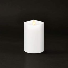 img 1 attached to Luminara Small Flameless Pillar Candle – 4.5 inches, Unscented, Real-Flame Effect, Melted Edge, Real Wax, Smooth Finish, White, LED Battery-Powered Candle