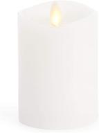 luminara small flameless pillar candle – 4.5 inches, unscented, real-flame effect, melted edge, real wax, smooth finish, white, led battery-powered candle логотип