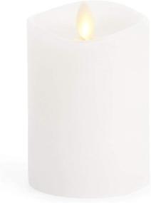 img 4 attached to Luminara Small Flameless Pillar Candle – 4.5 inches, Unscented, Real-Flame Effect, Melted Edge, Real Wax, Smooth Finish, White, LED Battery-Powered Candle