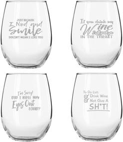 img 1 attached to 🍷 Crude & Rude Funny Wine Glasses Set of 4 (15 oz) - Hilarious Novelty Glassware Gifts for Women, Perfect for Parties & Events - Funny Sayings & Made in USA