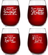 🍷 crude & rude funny wine glasses set of 4 (15 oz) - hilarious novelty glassware gifts for women, perfect for parties & events - funny sayings & made in usa логотип