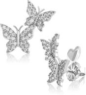 cz butterfly studs earrings butterfly earrings women，good girls' jewelry logo